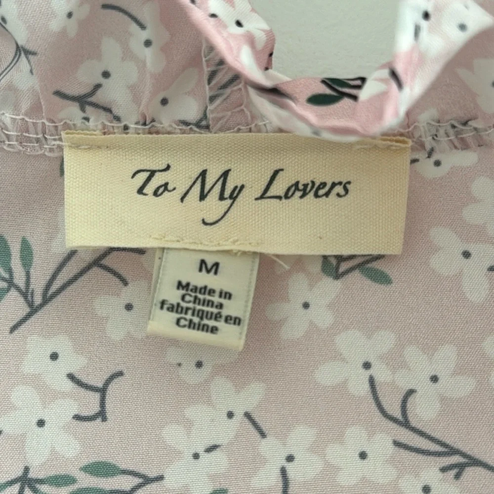To My Lovers Women’s Top Ruffle Collar Blouse Floral Print Puff Sleeve - Picture 14 of 16